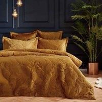 Paoletti Palmeria Quilted King Duvet Cover Set Polyester Gold