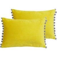 Paoletti Fiesta Twin Pack Polyester Filled Cushions, Yellow/Silver, 2 Count (Pack of 1)