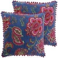 Paoletti Malisa Twin Pack Polyester Filled Cushions, Smoke Blue, 50 x 50cm