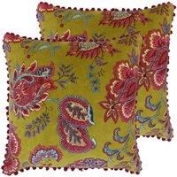 Paoletti Malisa Twin Pack Polyester Filled Cushions Lemon Curry