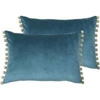 Paoletti Fiesta Twin Pack Polyester Filled Cushions Duck Egg/Natural