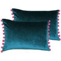 Paoletti Fiesta Twin Pack Polyester Filled Cushions Teal/Berry