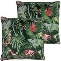 furn. Amazon Creatures Polyester Filled Cushions (Twin Pack), Jade, 50 x 50cm