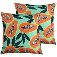 Furn. Papaya Outdoor Twin Pack Polyester Filled Cushions Aqua