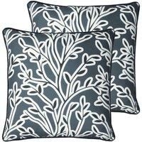 furn. Annika Polyester Filled Cushions (Twin Pack), Polyester, Slate Blue, 50 x 50cm, (K2-ANNIKA/HF3/SBL)