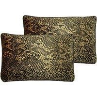 Paoletti Python Polyester Filled Cushions Twin Pack Gold