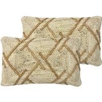 Furn. Boda Polyester Filled Cushions Twin Pack Jute Natural