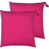 Furn. Plain Outdoor Polyester Filled Floor Cushions Twin Pack Pink