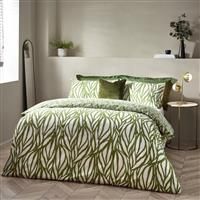 Hoem Frond Cotton Rich Duvet Cover Set, Olive, Double