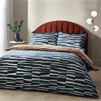 Hoem Piper Cotton Rich Duvet Cover Set, Dusk/Bronze, Double