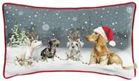 Evans Lichfield Christmas Dogs Piped Polyester Filled Cushion