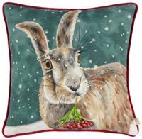 Evans Lichfield Christmas Hare Piped Polyester Filled Cushion