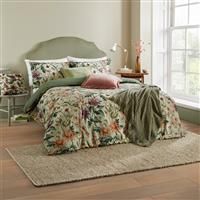 Wylder Nature Wallflower Botanical Duvet Cover Set, Celadon Green