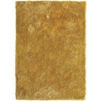 Contemporary Glamour Shimmer Plain Dazzle Long Deep Pile Fluffy Shaggy Rugs, Ochre - 160 x 230cm