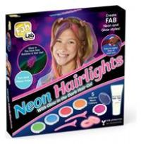 FabLab Neon Hairlights | Create FAB Glowing Hair Highlights! | Includes 5 Colours of Hair Chalk, Neon Hair Gel and Accessories for Kids | Girls Gifts for Ages 8+