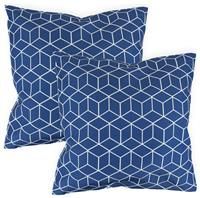 Gardenwize - Pack of 2 Outdoor Scatter Cushions, Garden Furniture Cushions - Covers & Pillows (Blue Cube)