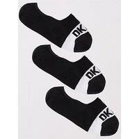 DKNY Men/'s, Low Cut Trainer Liner, Designer Cotton Socks, Pack of 3 Pairs, UK 7 – 11, One Size, Black/White, 7-11