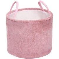 OHS Teddy Fleece Storage Basket Hamper Home Laundry Clothes Toy Organiser Handle