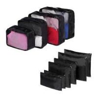 OHS Travel Bag Packing Cube Set Hand Luggage Suitcase Pouch Organiser 10pc Black