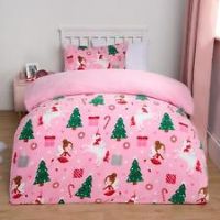 Unicorn Duvet Cover Set Sherpa Fleece Christmas Bedding Warm Soft Quilt Single