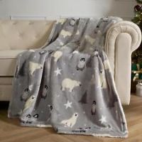 Fleece Throw Over Bed Blanket Sherpa Flannel Warm Supersoft Polar Bear Bedspread