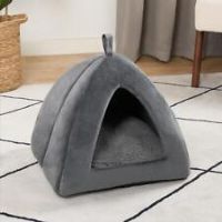 Cat Bed Igloo Dog Bed Small Soft Cosy Nest Cave Plush Cushion Washable Dome Grey