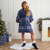 Nordic Hoodie Blanket Sherpa Fleece Plush Warm Christmas Jumper Supersoft Throw