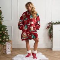 Xmas Hoodie Blanket Throw Sherpa Fleece Warm Plush Jumper Sweatshirt Super Soft