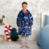 Dino Hoodie Blanket Christmas Sweatshirt Sherpa Fleece Oversized Jumper Throw