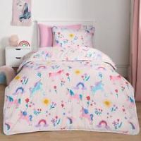 Coverless 10.5 Tog Unicorn Duvet Pillowcase Kids Single Quilt Travel Bedding Set