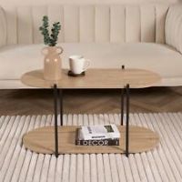 2 Tier Wooden Coffee Table Modern Bed Living Room Home Decor Office End Bedside