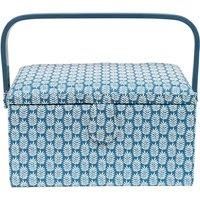 Korbond Sewing Basket - Medium - Blue Fern Design - 14.5cm x 19cm x 26cm