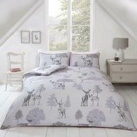 Rapport Sherwood Luxury Reversible Animal Print Piped Trim Double Duvet Cover Set, Grey