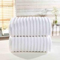 Rapport Ribbed 2 Piece 100% Cotton Towel Set, White, Bath Sheet-90 x 140cms(2 x Bath Sheet - 90 x 140cms)