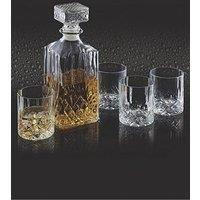 BarCraft Cut-Glass Whisky Decanter and Tumbler Set in Gift Box (5 Pieces), Kristall, 26 x 10 x 24 cm