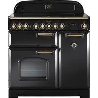 Rangemaster CDL90ECCB/B Classic Deluxe 90cm Electric Ceramic Range Cooker - Charcoal Black/Brass