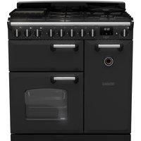 Rangemaster Classic Deluxe 90 CLDL90DFPCBL/CM1 90cm Dual Fuel Range Cooker - Charcoal Black / Chrome - A Rated, Black