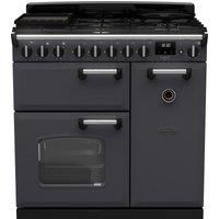 Rangemaster Classic Deluxe 90 CLDL90DFPSLT/CM1 90cm Dual Fuel Range Cooker - Slate / Chrome - A Rated, Grey