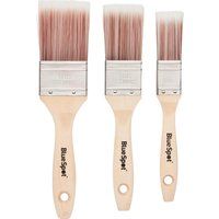 Blue Spot Tools 36010 3 Piece Synthetic Paint Brush Set With Wooden Handle (1”, 1 ½” and 2”), No Bristle Loss