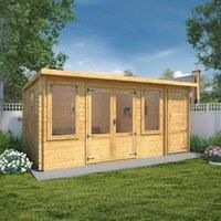 Mercia 5.1m x 2.4mm Pent Log Cabin With Side Shed - 19mm