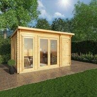 Mercia 4.1m x 3m Studio Pent Log Cabin With Side Shed (44mm)