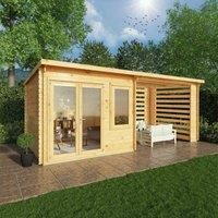 Mercia 6m x 3m Elite Pent Log Cabin With Slatted Area (28mm)