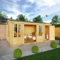 Mercia 5.1x3m 19mm Wall Reverse Apex Log Cabin w/ Side Shed