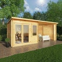 Mercia 6m x 3m Elite Pent Log Cabin With Patio Area (28mm)