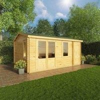 Mercia 5.1m x 4m Home Office Elite Log Cabin With Side Shed (28mm)