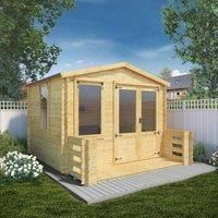 Log Cabin with Veranda 3.3mx3.8m Outdoor Office Building Studio Summerhouse 19mm