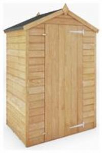 Mercia Garden Products Mercia 3 x 4ft Overlap Windowless Apex Shed Wood  wilko