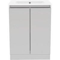 Newland 600mm Double Door Large Ceramic Basin Unit - Pearl Grey