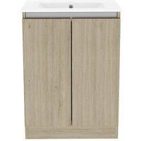 Newland 600mm Double Door Large Ceramic Basin Unit - Natural Oak