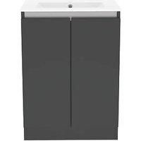 Newland 600mm Double Door Large Ceramic Basin Unit - Midnight Mist